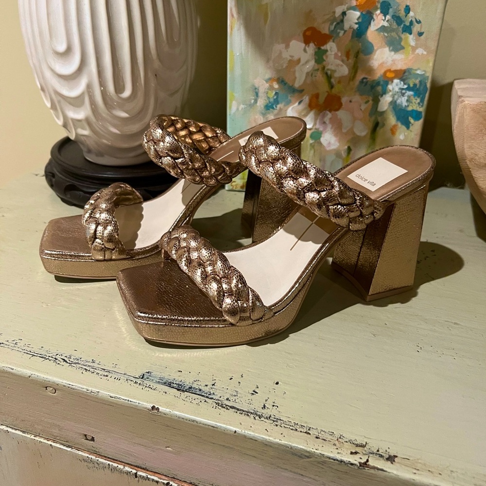 Dolce Vita Gold Braided Heel Sandals